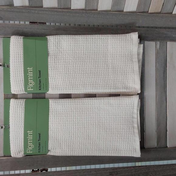 18" x 28" Vintage Waffle Kitchen Towel Cream | Figmint | Set of 2 - Picture 1 of 5